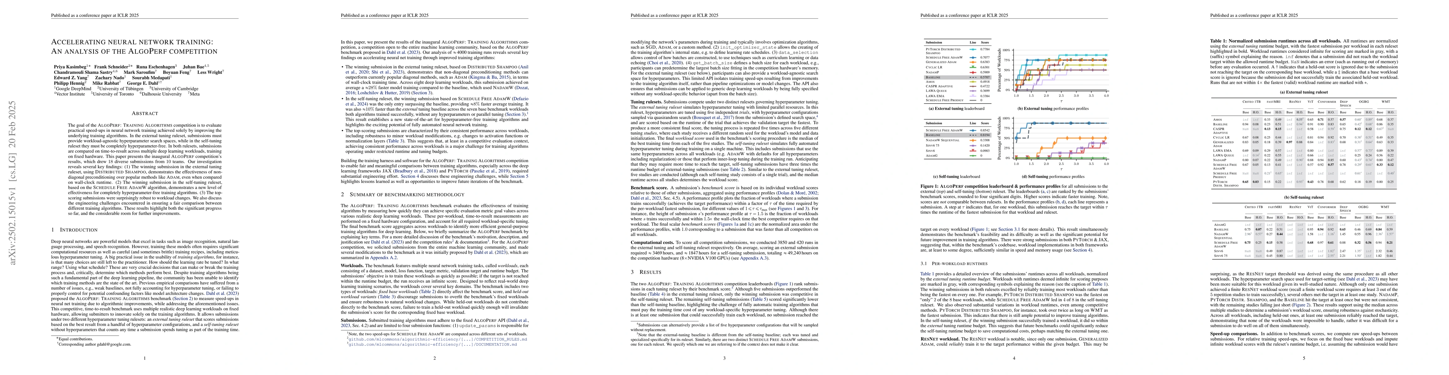 Thumbnail for Accelerating Neural Network Training: An Analysis of the AlgoPerf
  Competition