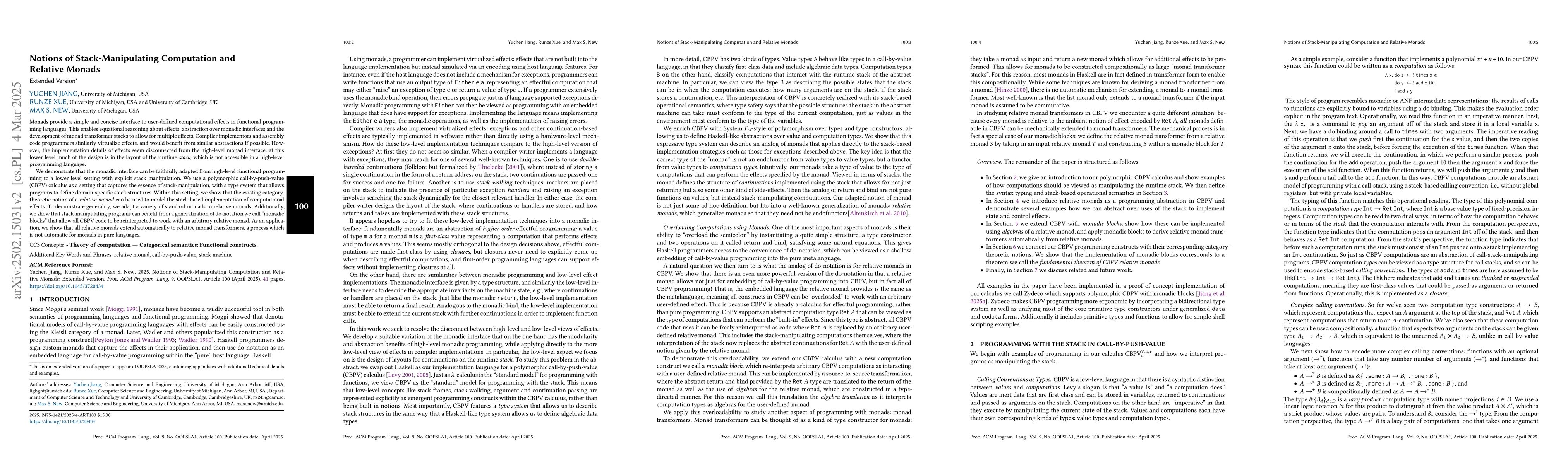 Thumbnail for Notions of Stack-manipulating Computation and Relative Monads (Extended
  Version)