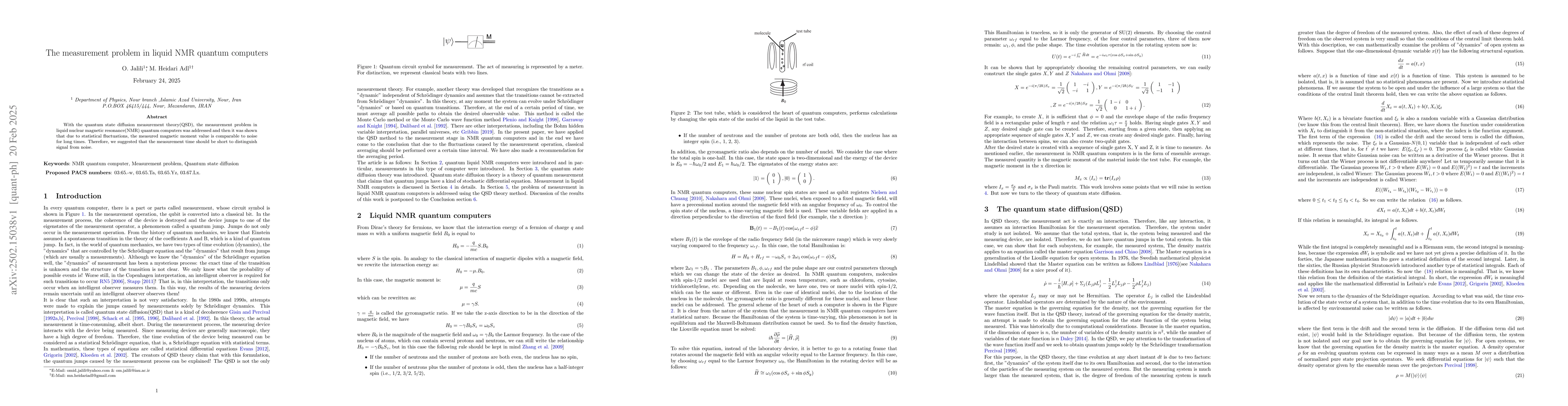 Thumbnail for The measurement problem in liquid NMR quantum computers