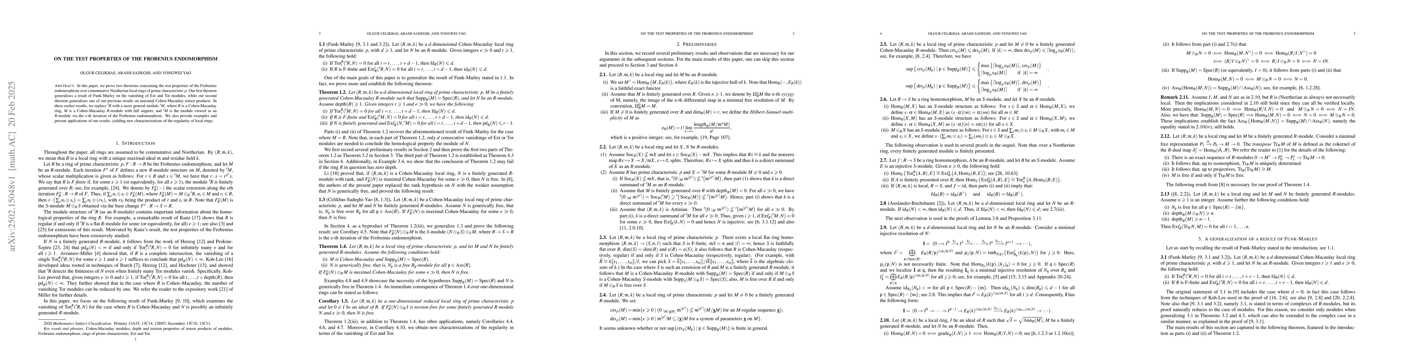 Thumbnail for On the test properties of the Frobenius endomorphism