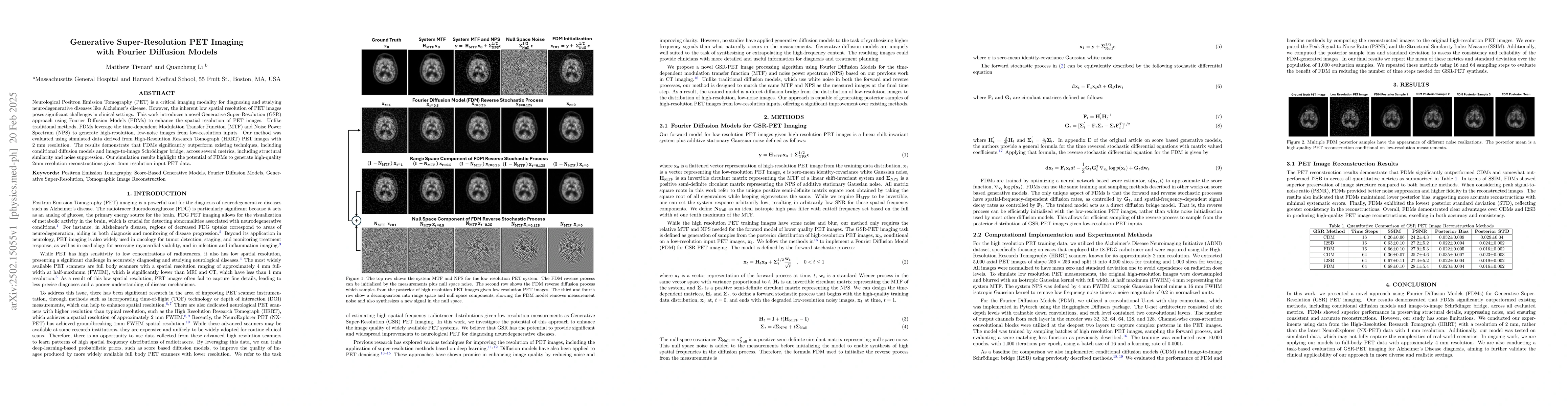 Thumbnail for Generative Super-Resolution PET Imaging with Fourier Diffusion Models