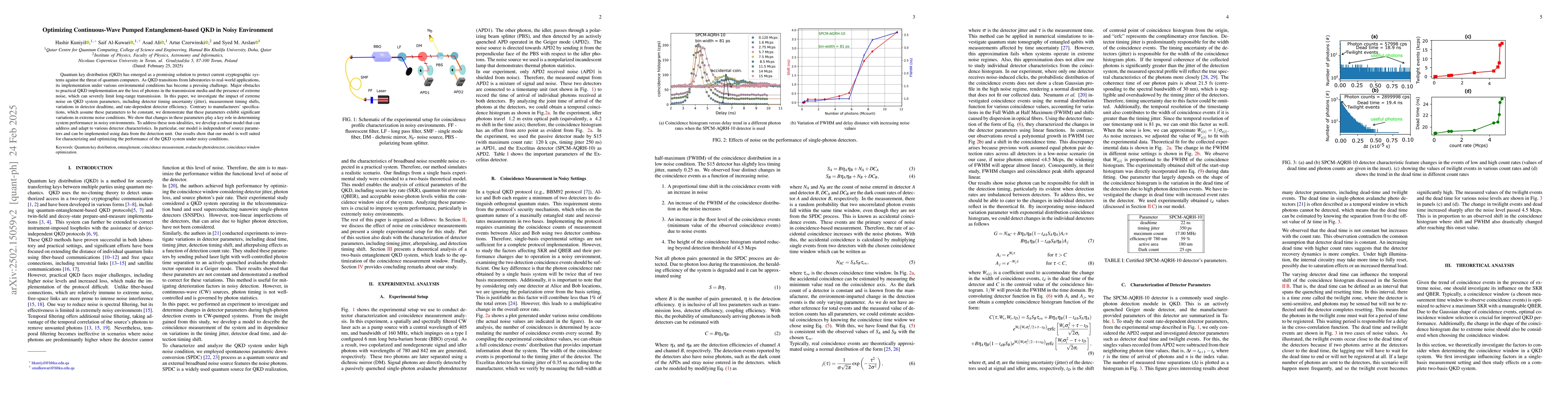 Thumbnail for Optimizing Continuous-Wave Pumped Entanglement-based QKD in Noisy
  Environment