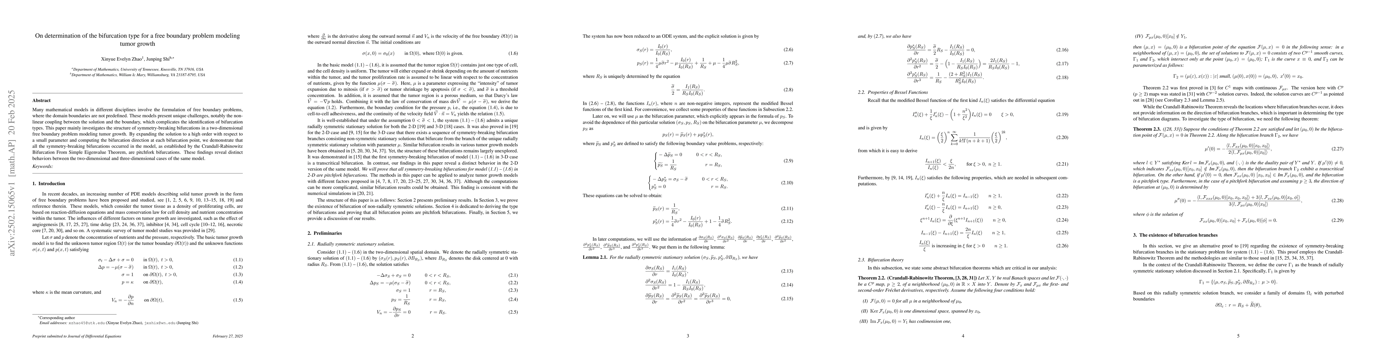 Thumbnail for On determination of the bifurcation type for a free boundary problem
  modeling tumor growth