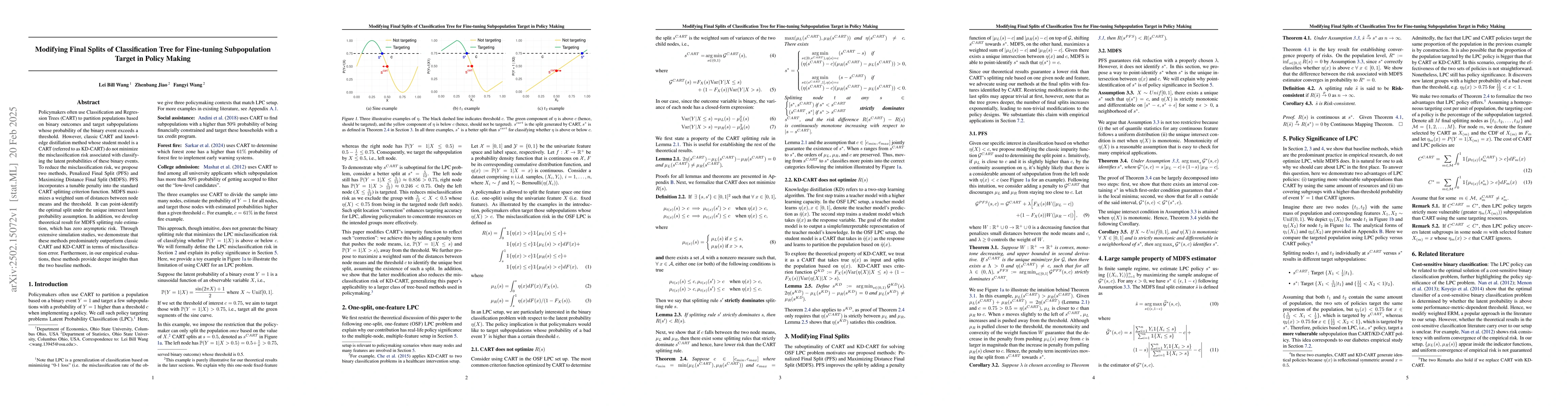 Thumbnail for Modifying Final Splits of Classification Tree for Fine-tuning
  Subpopulation Target in Policy Making