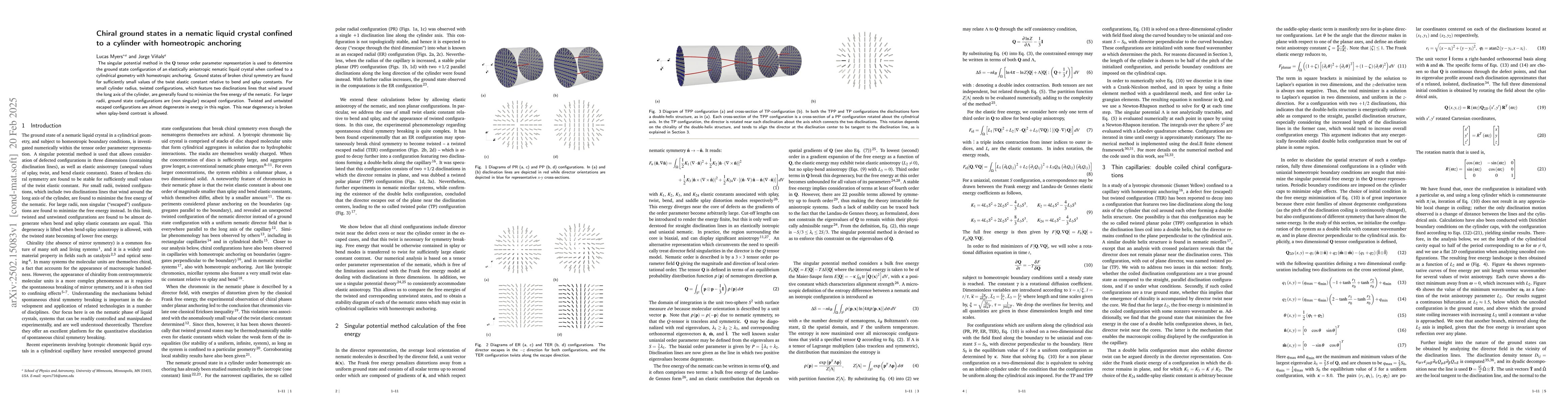 Thumbnail for Chiral ground states in a nematic liquid crystal confined to a cylinder
  with homeotropic anchoring