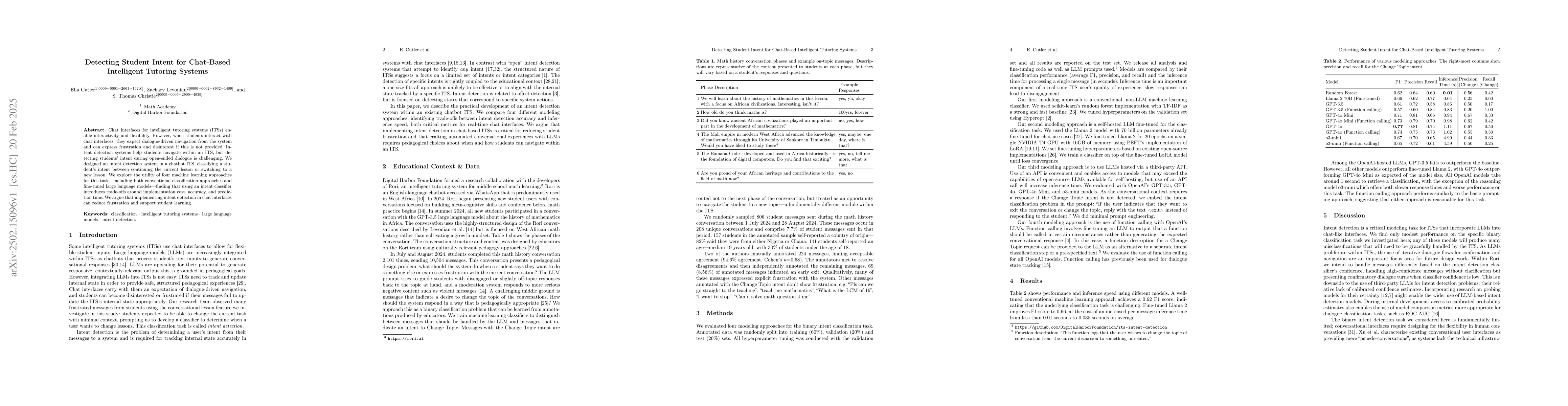 Thumbnail for Detecting Student Intent for Chat-Based Intelligent Tutoring Systems