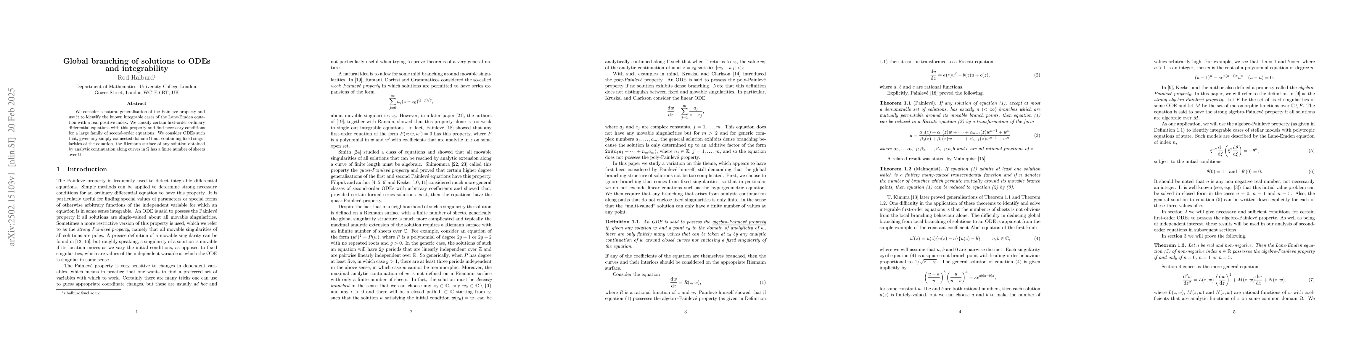 Thumbnail for Global branching of solutions to ODEs and integrability