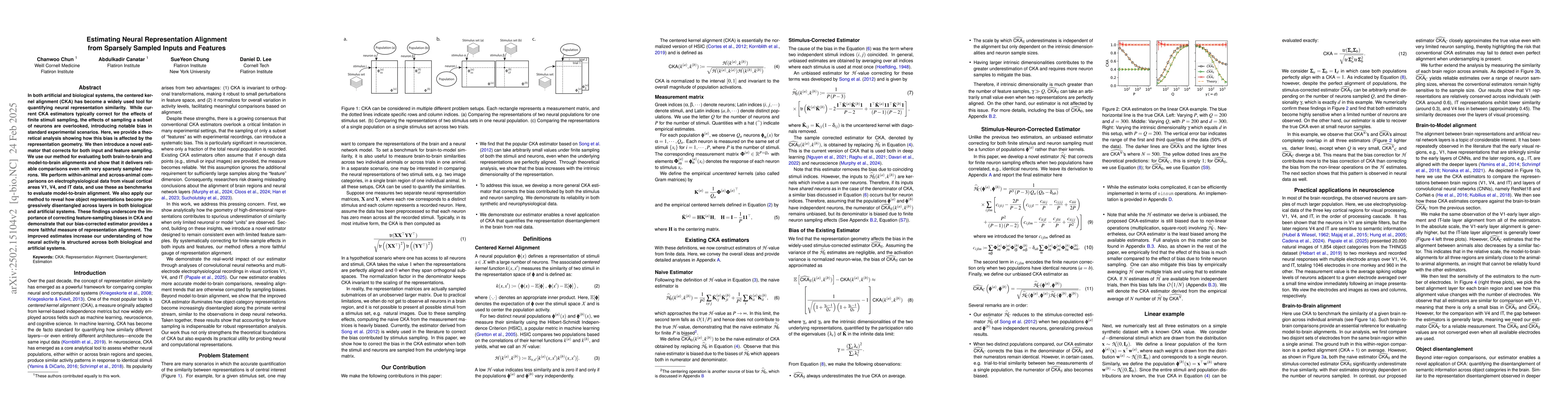 Thumbnail for Estimating Neural Representation Alignment from Sparsely Sampled Inputs
  and Features