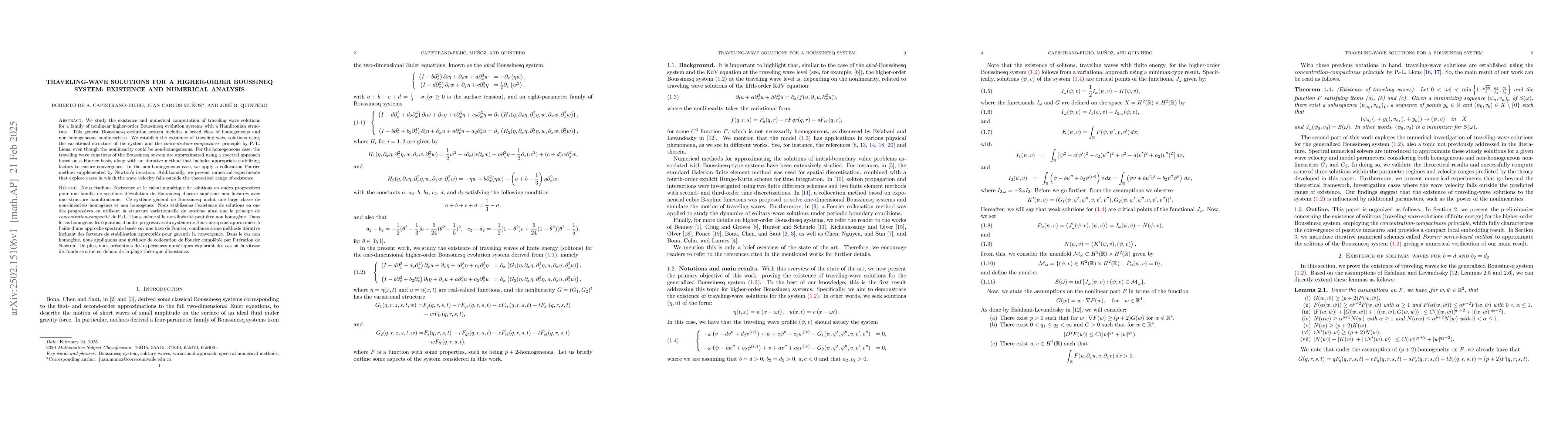 Thumbnail for Traveling-wave solutions for a higher-order Boussineq system: existence
  and numerical analysis
