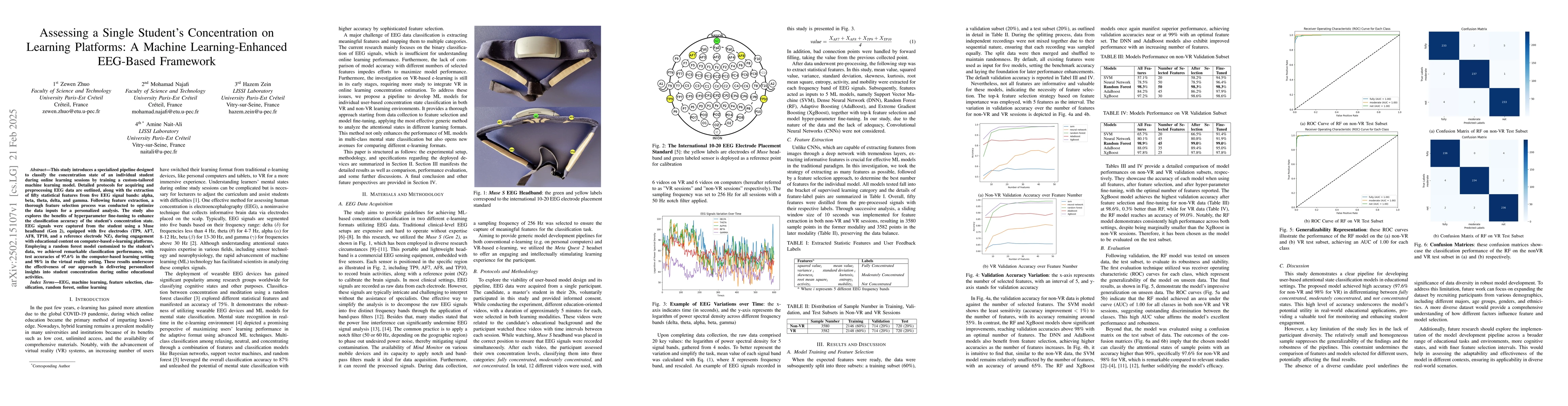 Thumbnail for Assessing a Single Student's Concentration on Learning Platforms: A
  Machine Learning-Enhanced EEG-Based Framework