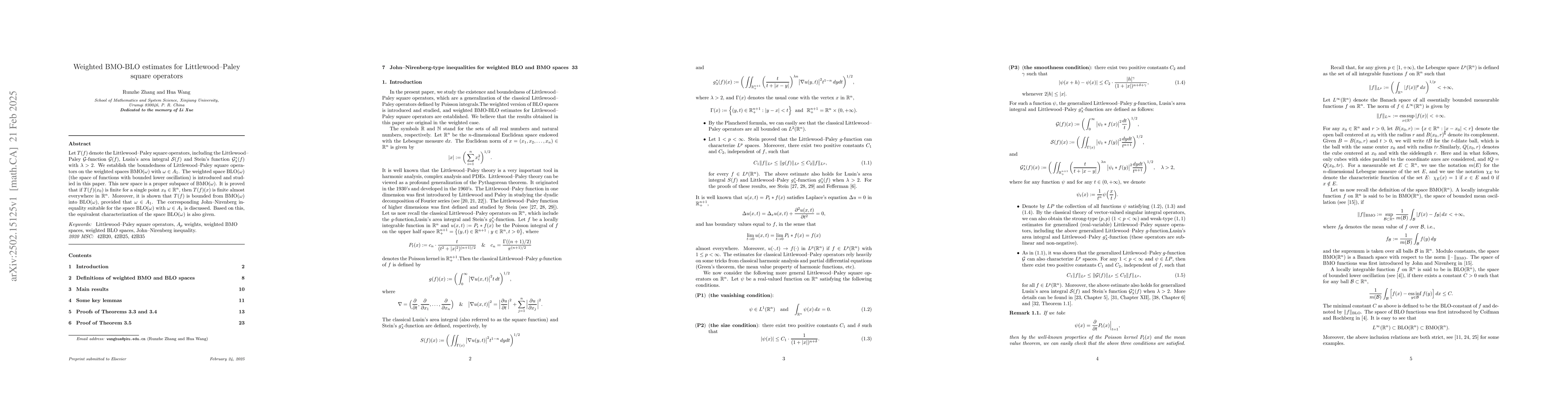 Thumbnail for Weighted BMO-BLO estimates for Littlewood--Paley square operators