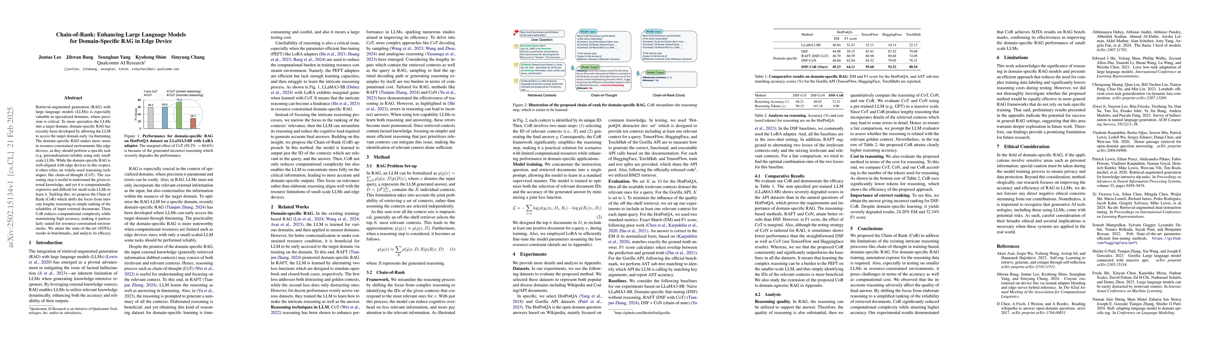Thumbnail for Chain-of-Rank: Enhancing Large Language Models for Domain-Specific RAG
  in Edge Device