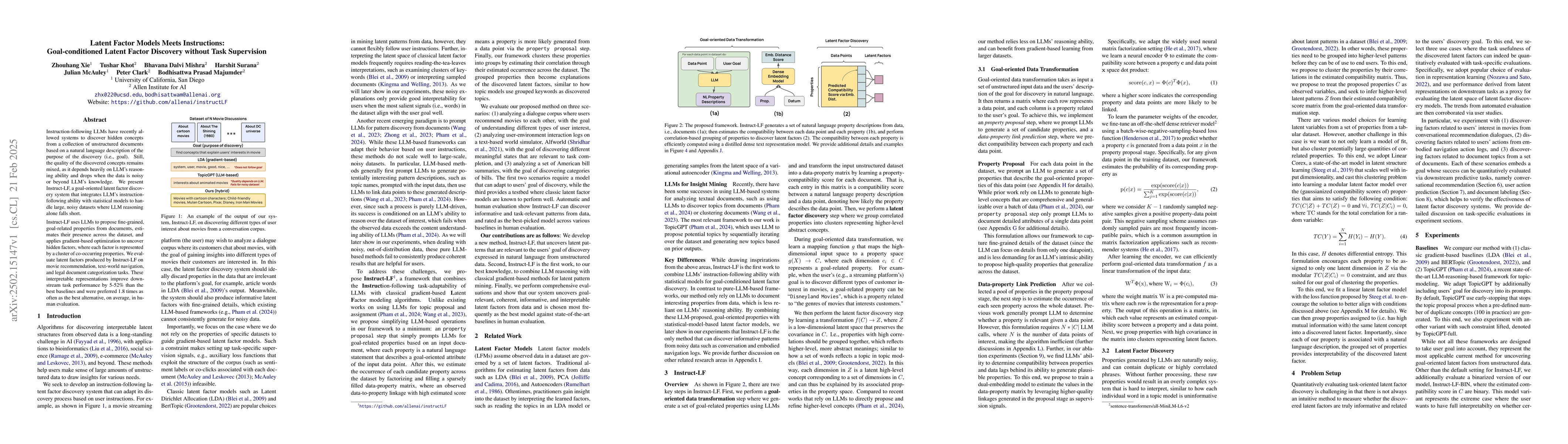 Thumbnail for Latent Factor Models Meets Instructions:Goal-conditioned Latent Factor
  Discovery without Task Supervision
