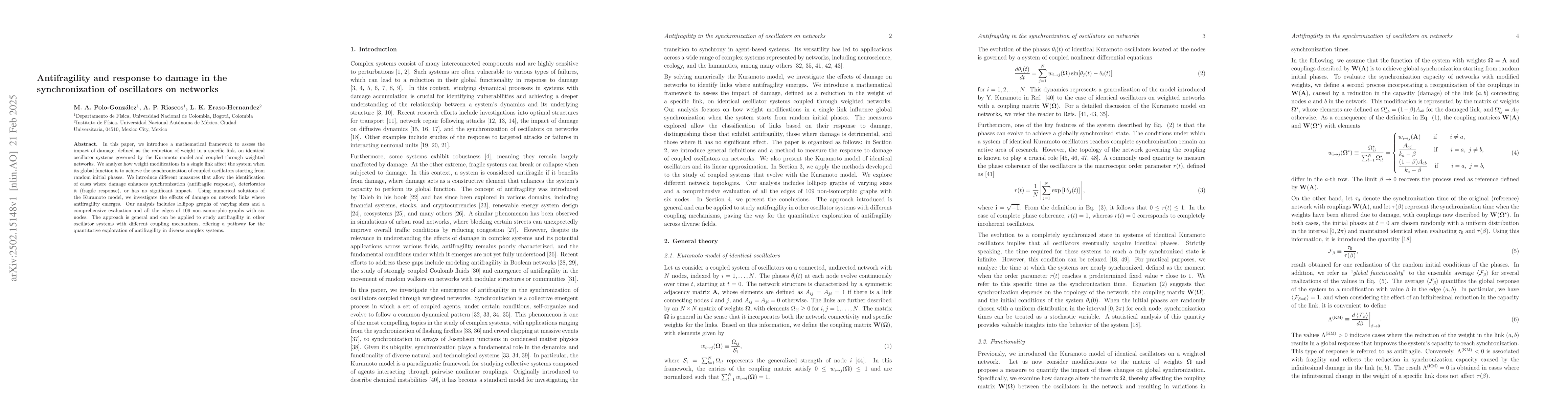 Thumbnail for Antifragility and response to damage in the synchronization of
  oscillators on networks