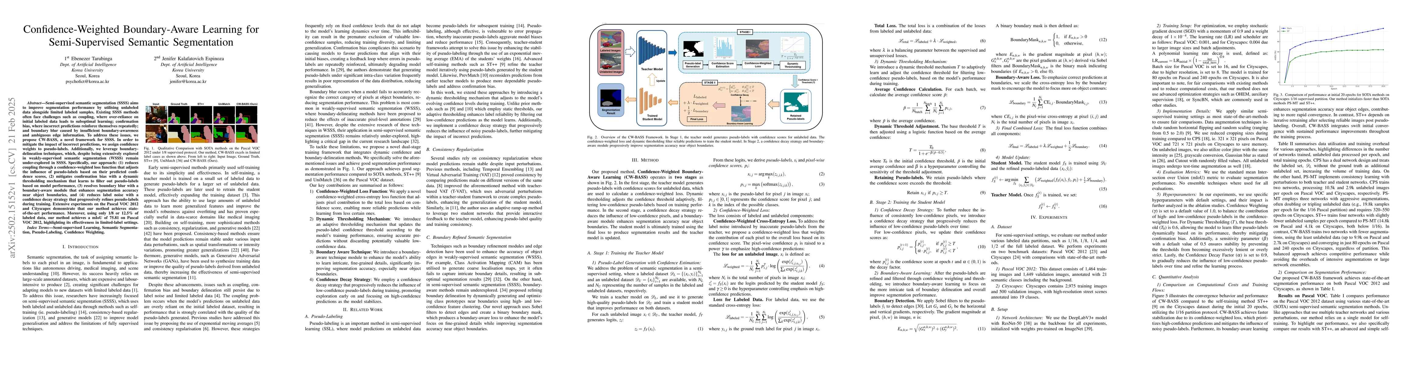 Thumbnail for Confidence-Weighted Boundary-Aware Learning for Semi-Supervised Semantic
  Segmentation