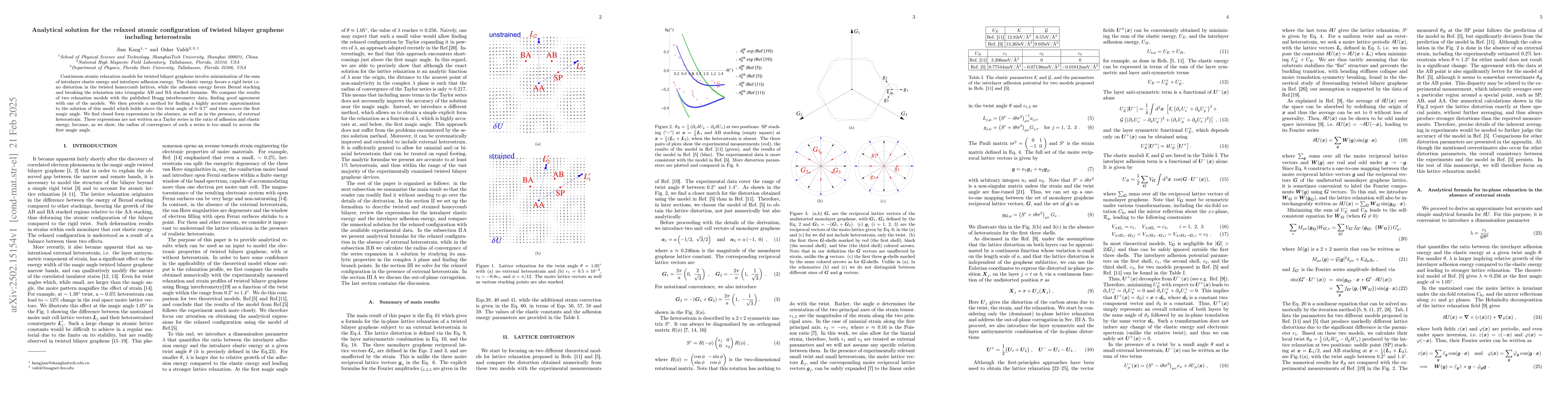 Thumbnail for Analytical solution for the relaxed atomic configuration of twisted
  bilayer graphene including heterostrain
