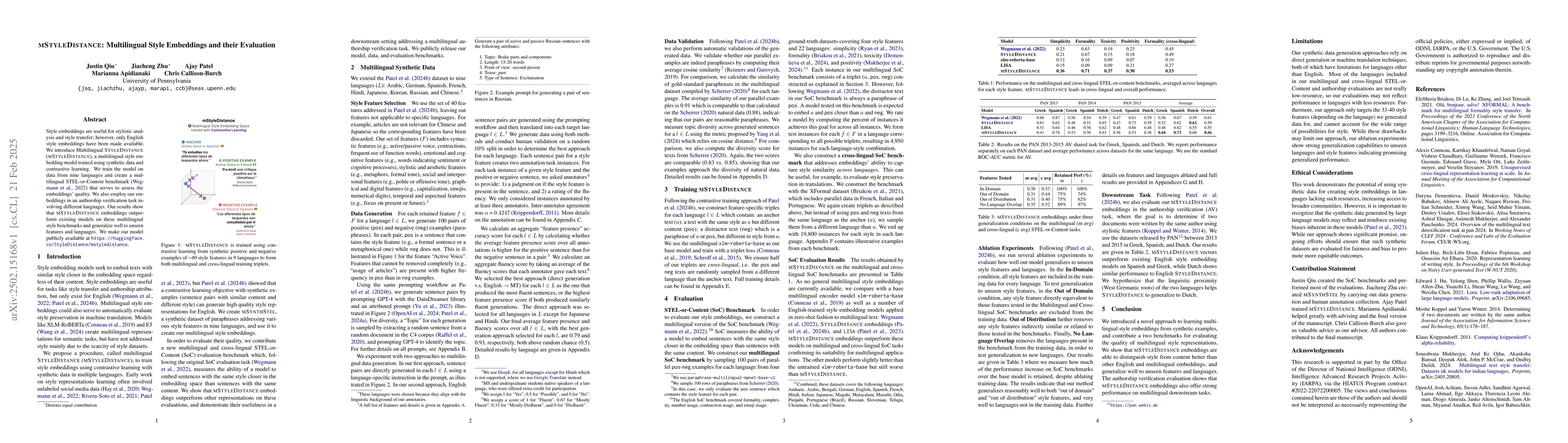 Thumbnail for mStyleDistance: Multilingual Style Embeddings and their Evaluation