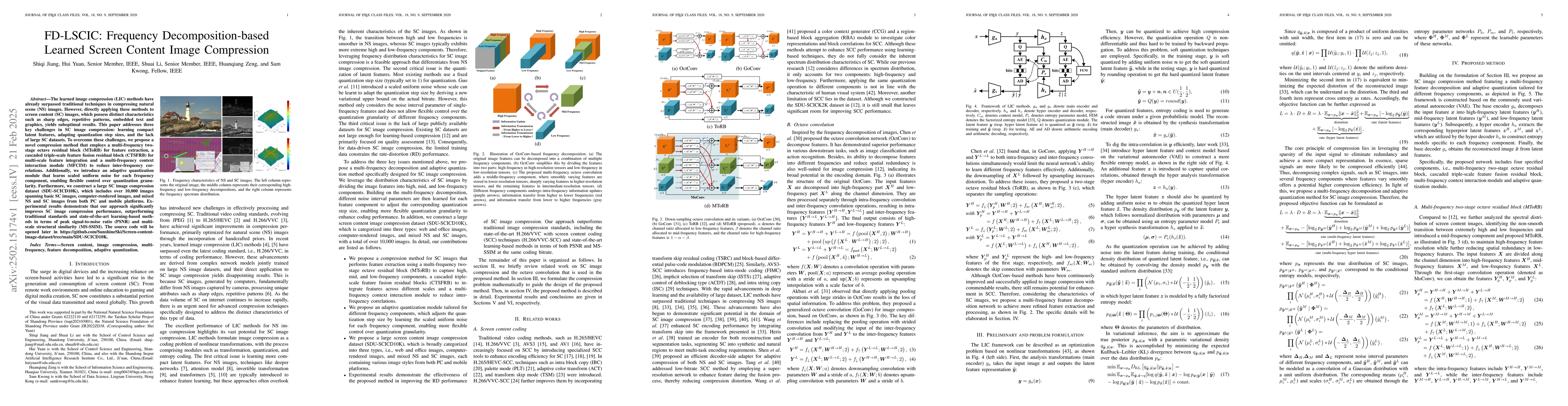 Thumbnail for FD-LSCIC: Frequency Decomposition-based Learned Screen Content Image
  Compression