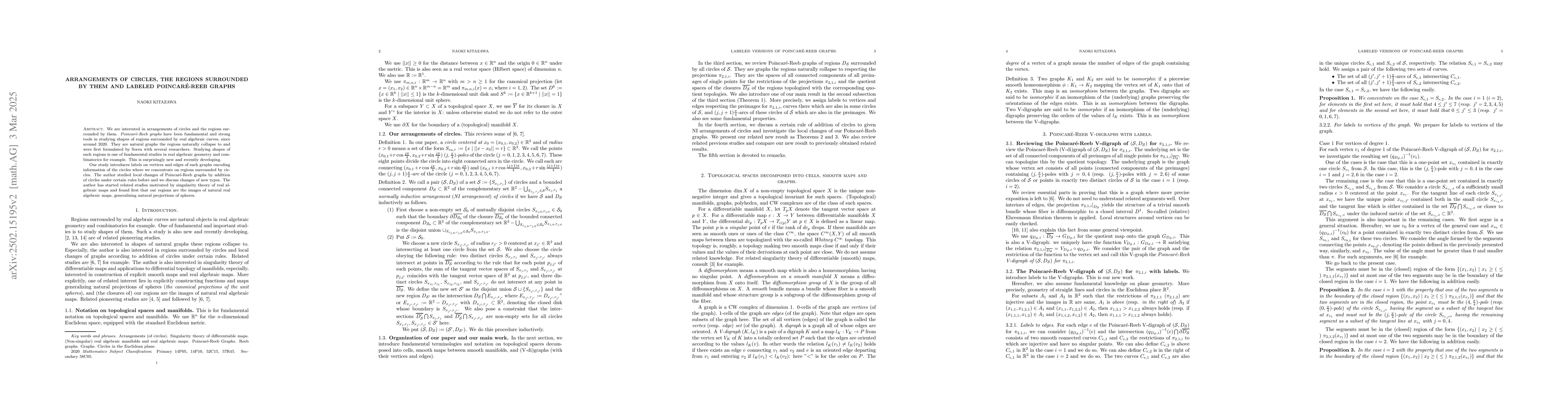 Thumbnail for Arrangements of circles, the regions surrounded by them and labeled
  PoincarĂŠ-Reeb graphs