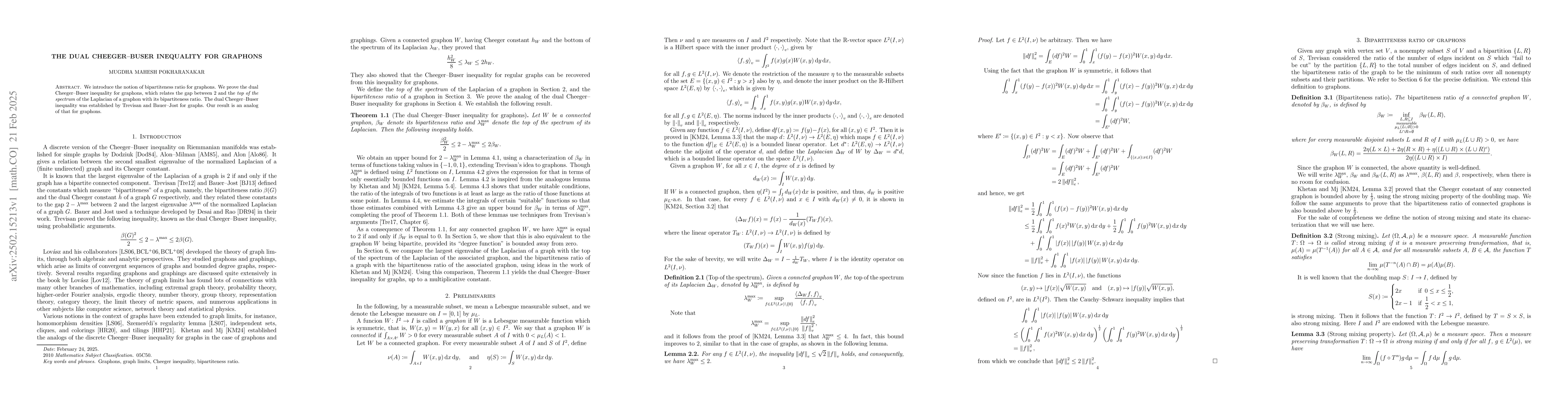 Thumbnail for The dual Cheeger-Buser inequality for graphons
