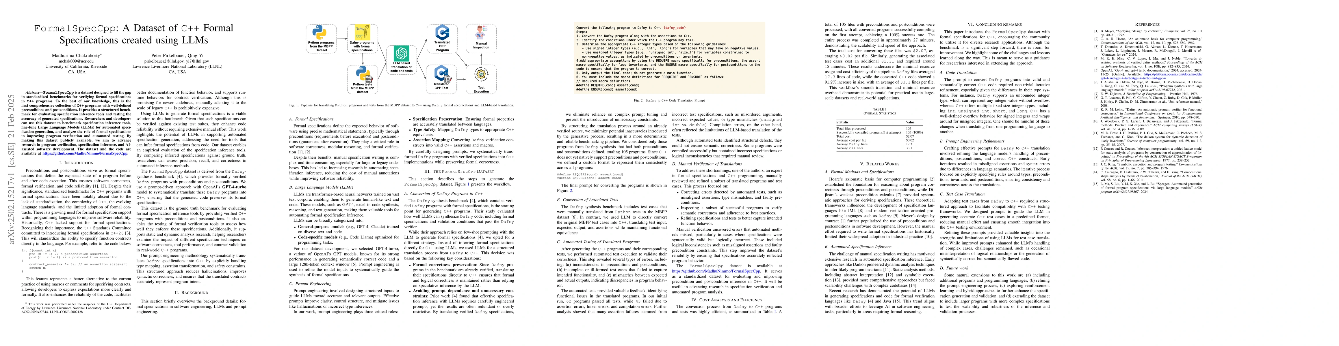 Thumbnail for FormalSpecCpp: A Dataset of C++ Formal Specifications created using LLMs
