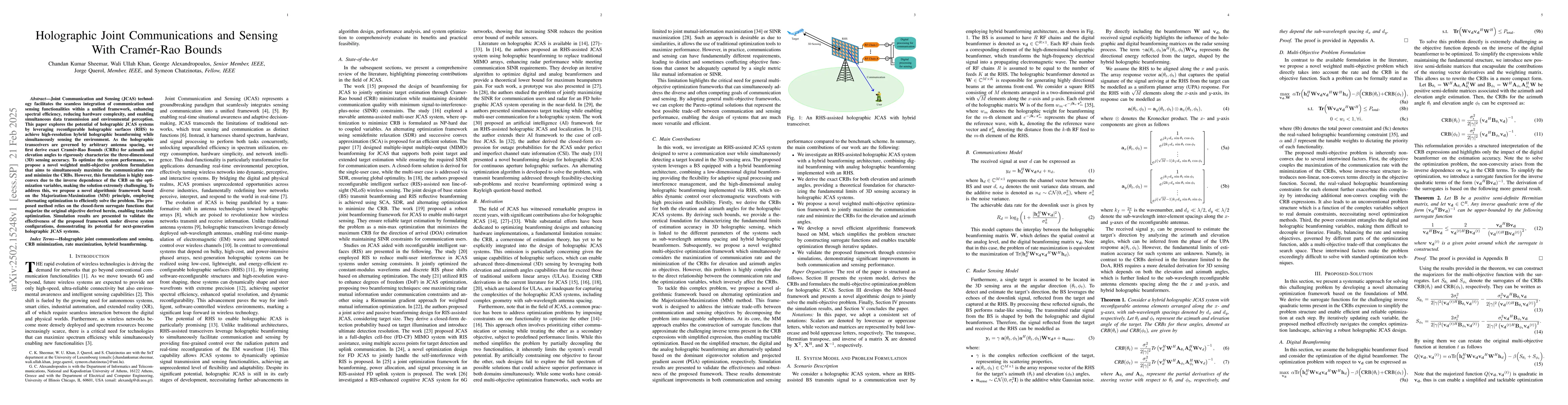 Thumbnail for Holographic Joint Communications and Sensing With Cramer-Rao Bounds