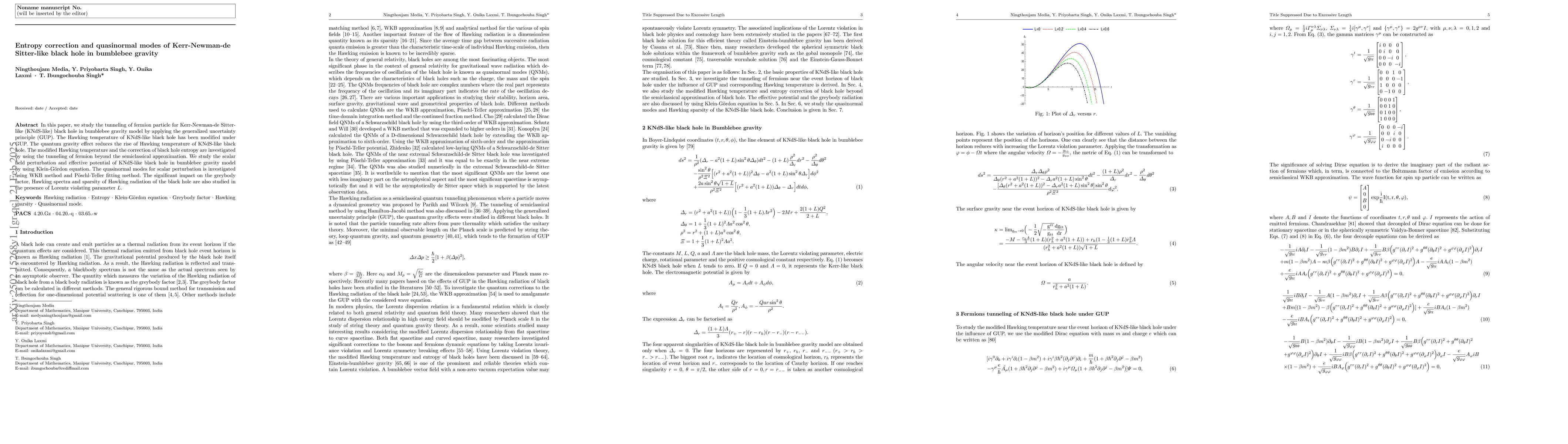 Thumbnail for Entropy correction and quasinormal modes of Kerr-Newman-de Sitter-like
  black hole in bumblebee gravity