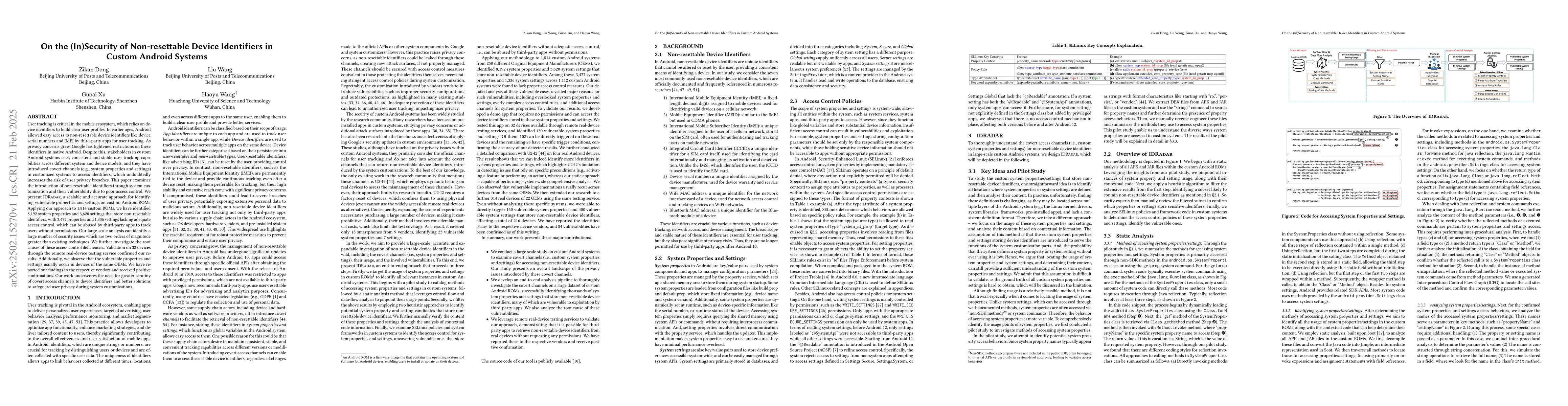 Thumbnail for On the (In)Security of Non-resettable Device Identifiers in Custom
  Android Systems