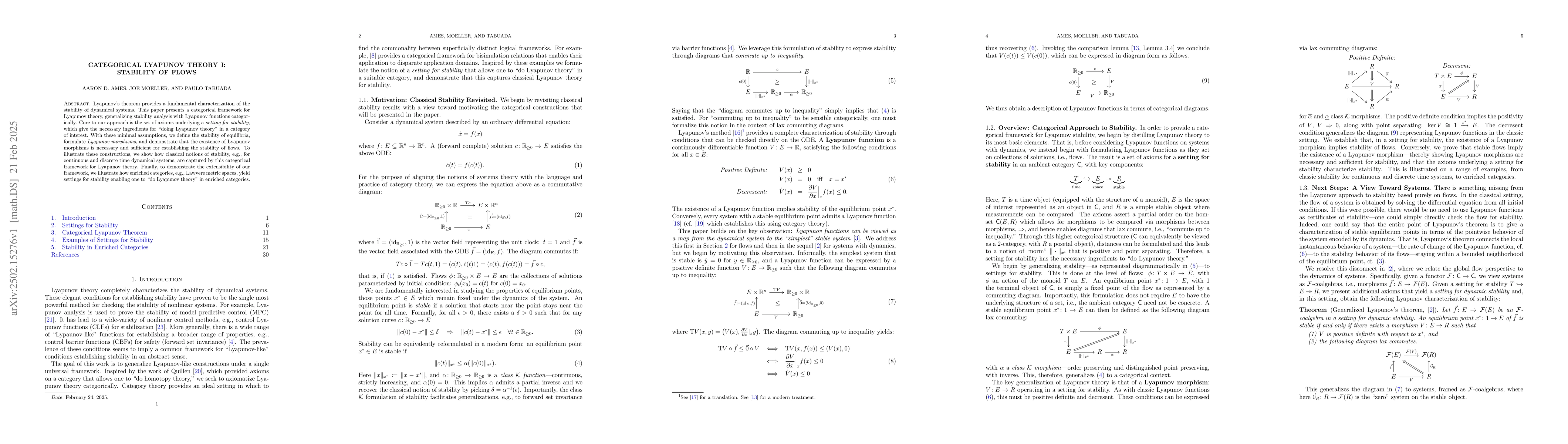 Thumbnail for Categorical Lyapunov Theory I: Stability of Flows
