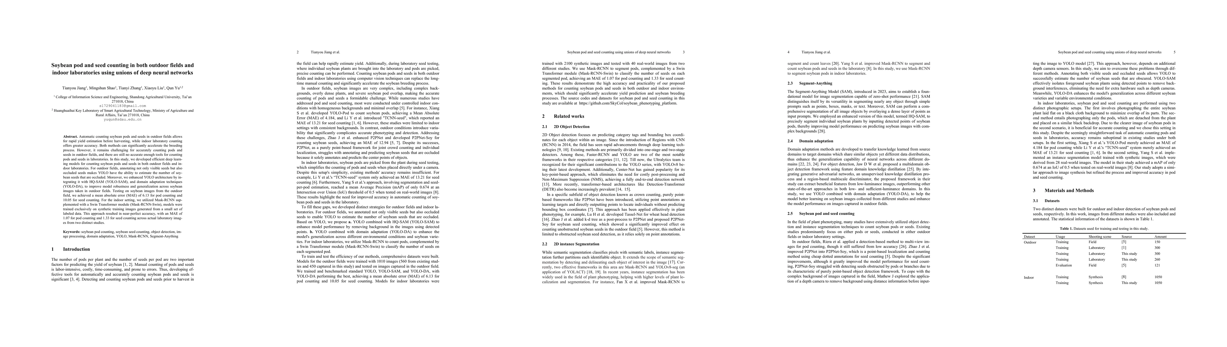 Thumbnail for Soybean pod and seed counting in both outdoor fields and indoor
  laboratories using unions of deep neural networks