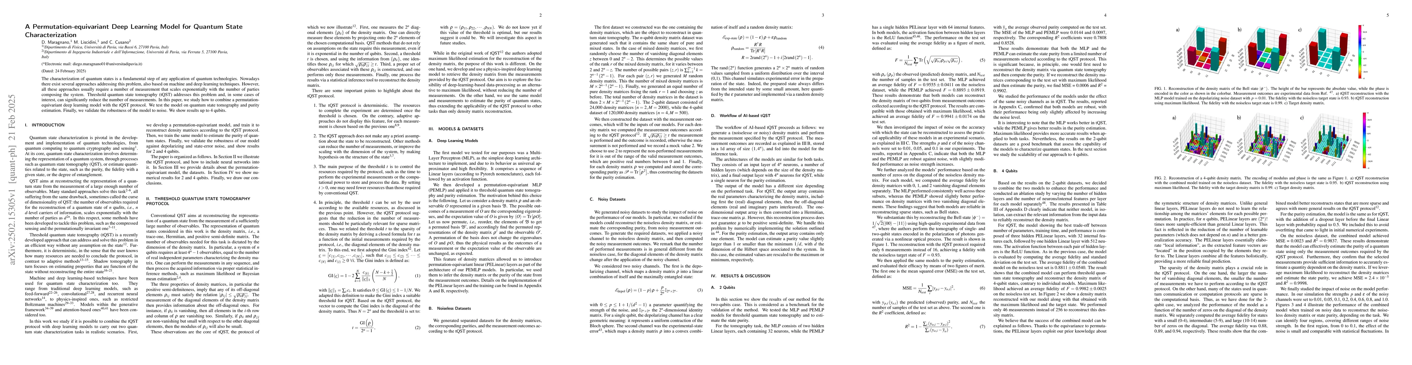 Thumbnail for A Permutation-equivariant Deep Learning Model for Quantum State
  Characterization