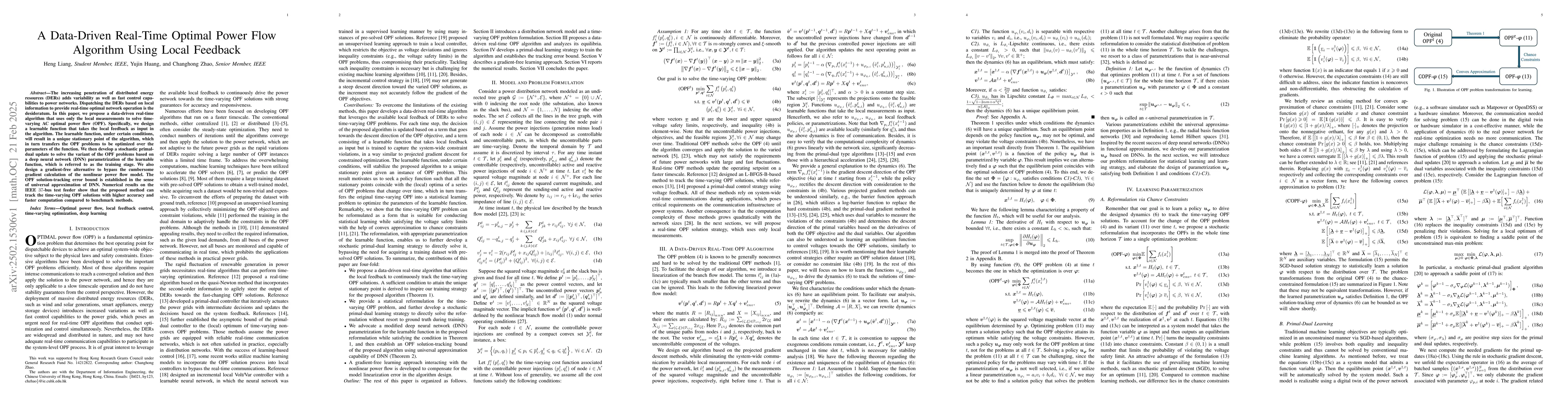 Thumbnail for A Data-Driven Real-Time Optimal Power Flow Algorithm Using Local
  Feedback