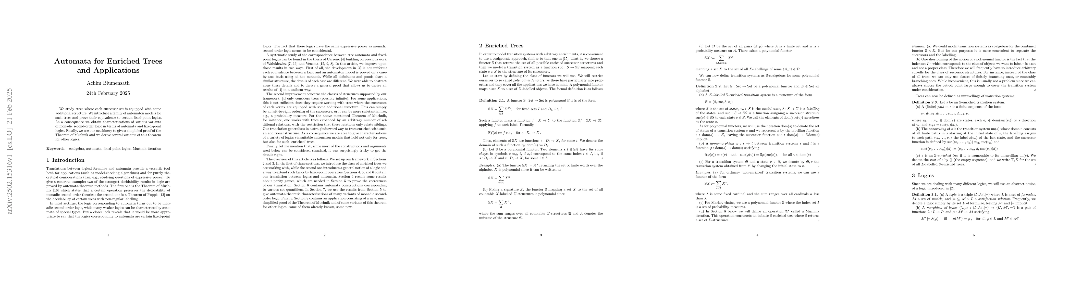 Thumbnail for Automata for Enriched Trees and Applications