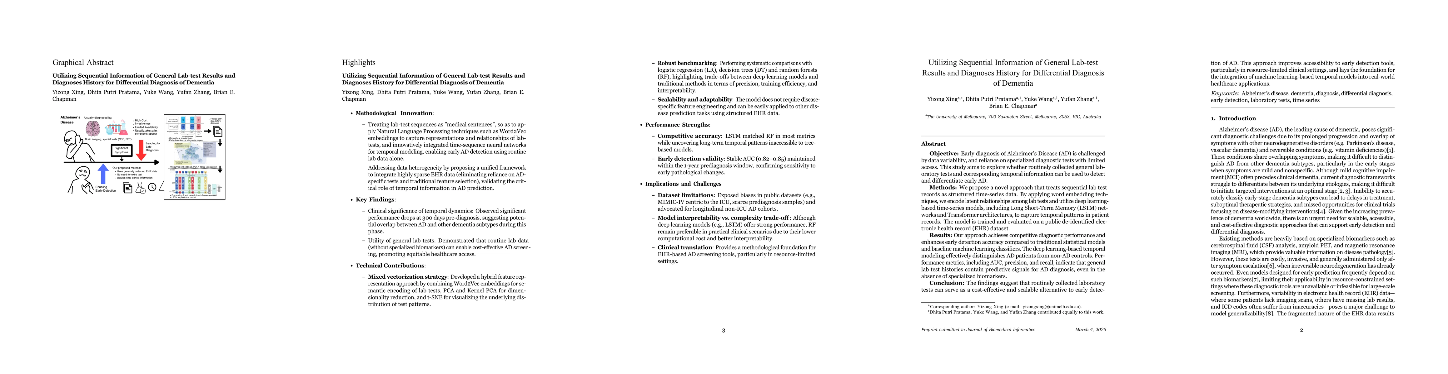 Thumbnail for Utilizing Sequential Information of General Lab-test Results and
  Diagnoses History for Differential Diagnosis of Dementia