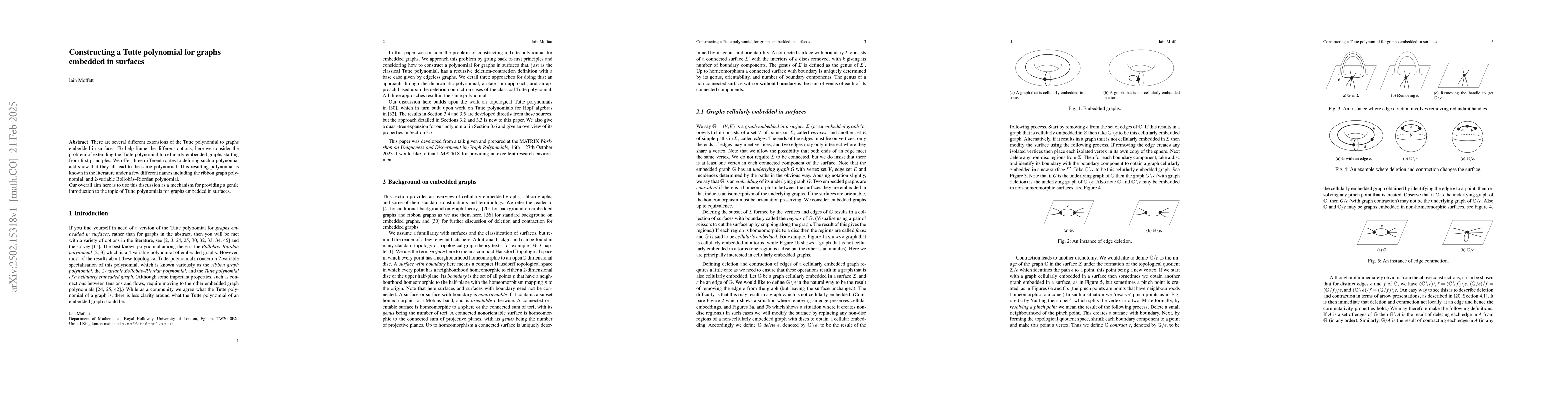 Thumbnail for Constructing a Tutte polynomial for graphs embedded in surfaces