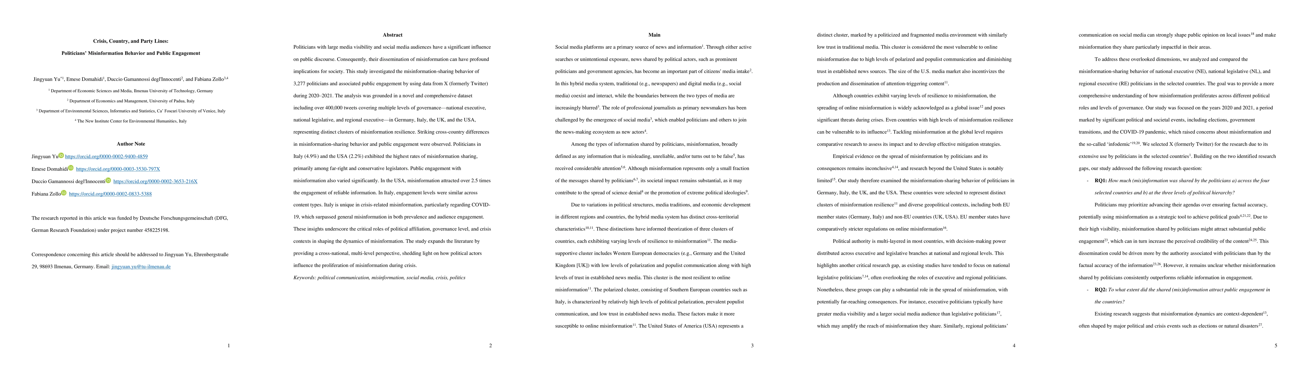 Thumbnail for Crisis, Country, and Party Lines: Politicians' Misinformation Behavior
  and Public Engagement