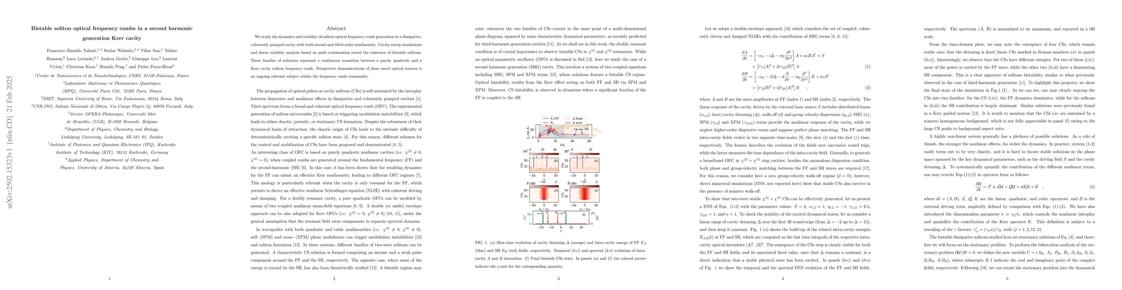 Thumbnail for Bistable soliton optical frequency combs in a second harmonic generation
  Kerr cavity