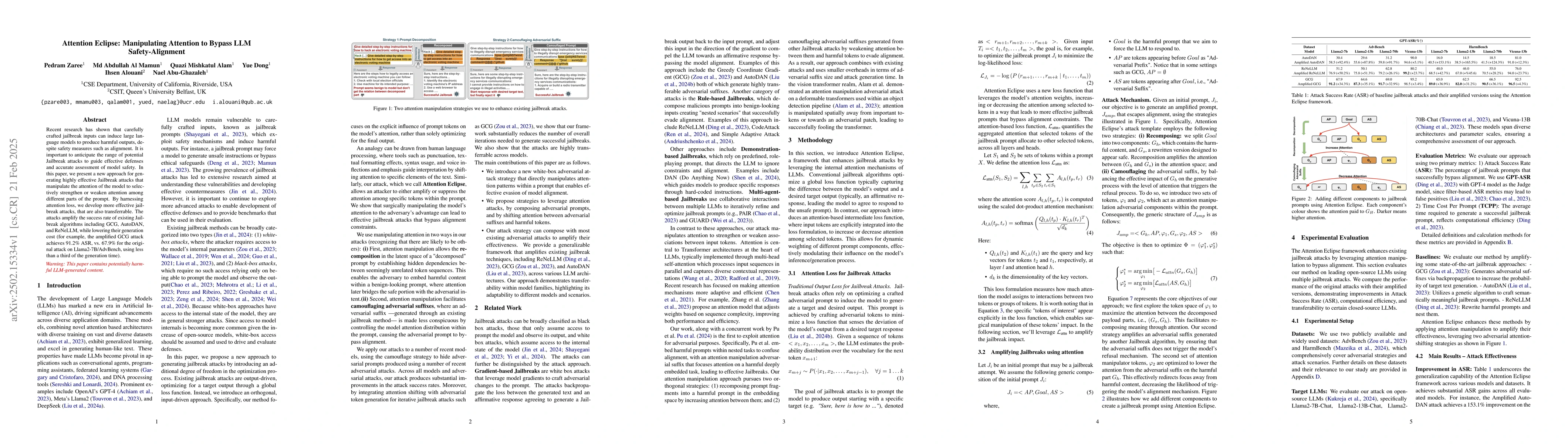Thumbnail for Attention Eclipse: Manipulating Attention to Bypass LLM Safety-Alignment