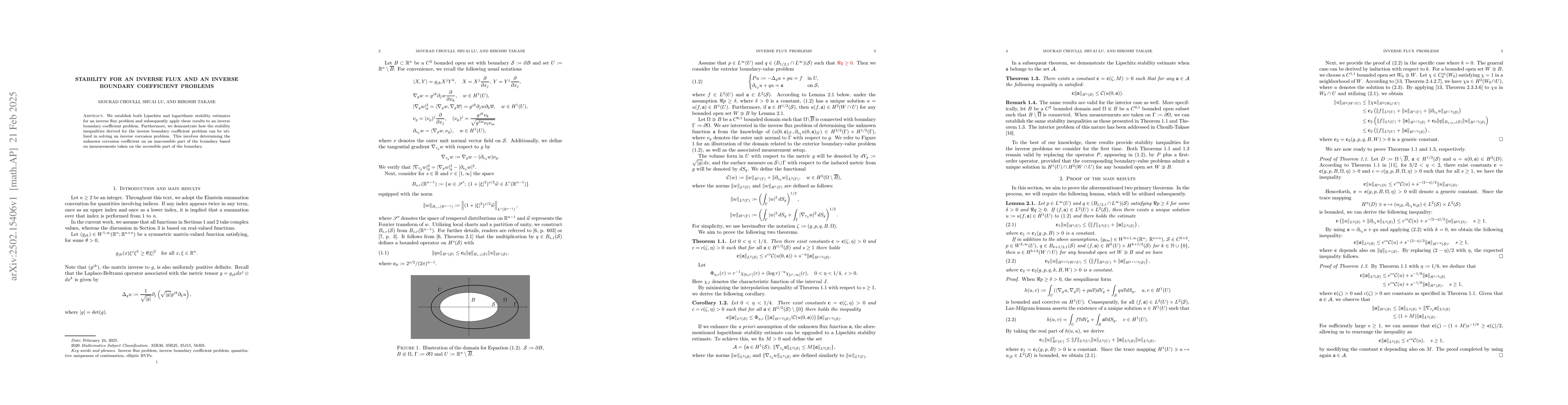 Thumbnail for Stability for an inverse flux and an inverse boundary coefficient
  problems