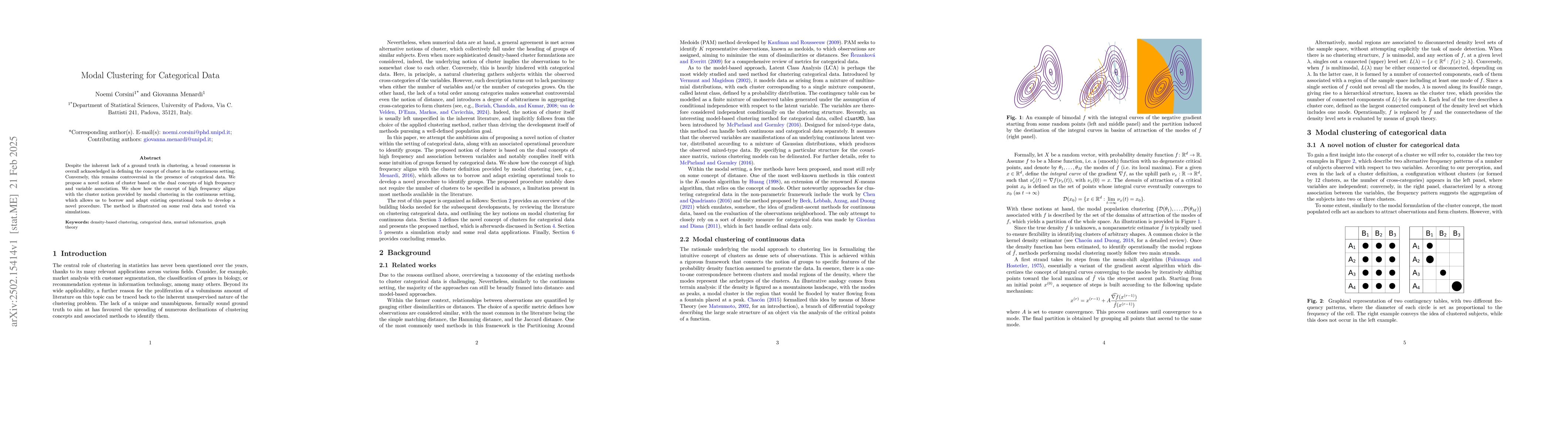 Thumbnail for Modal Clustering for Categorical Data
