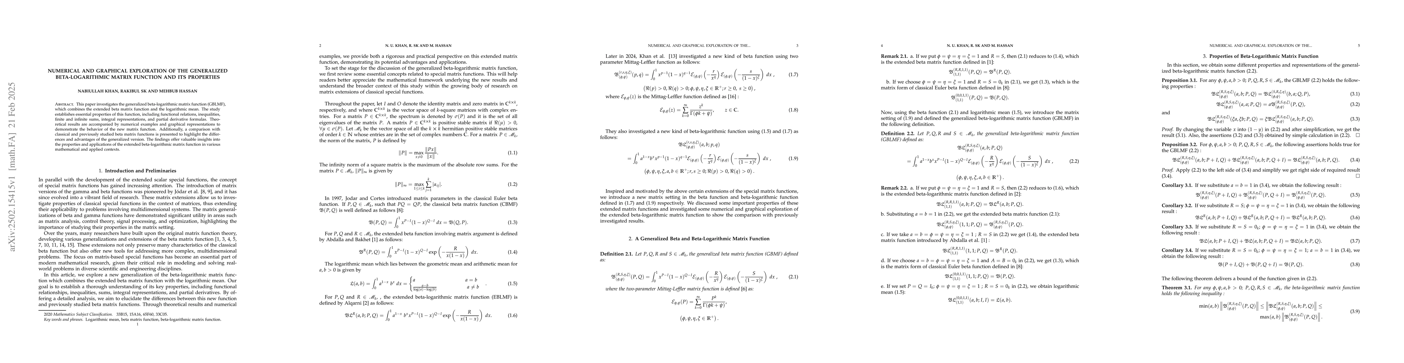 Thumbnail for Numerical and graphical exploration of the generalized beta-logarithmic
  matrix function and its properties