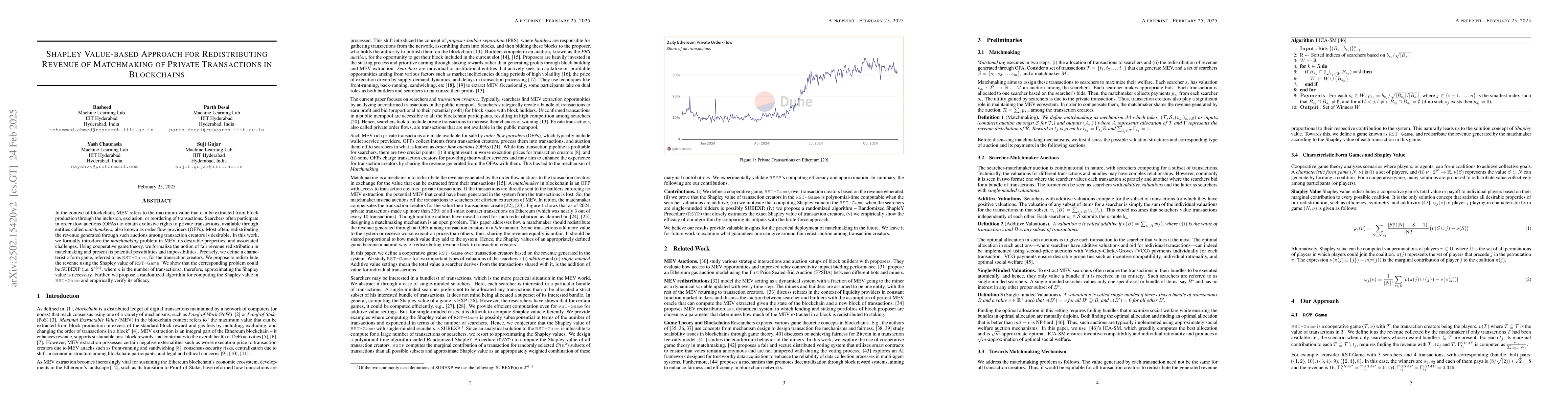 Thumbnail for Shapley Value-based Approach for Redistributing Revenue of Matchmaking
  of Private Transactions in Blockchains