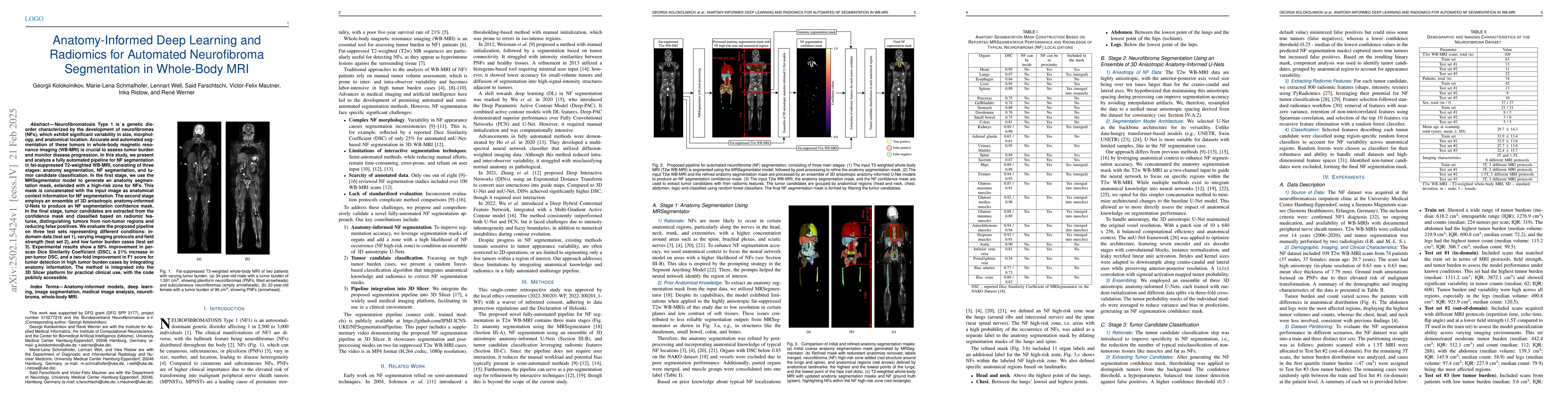 Thumbnail for Anatomy-Informed Deep Learning and Radiomics for Automated Neurofibroma
  Segmentation in Whole-Body MRI