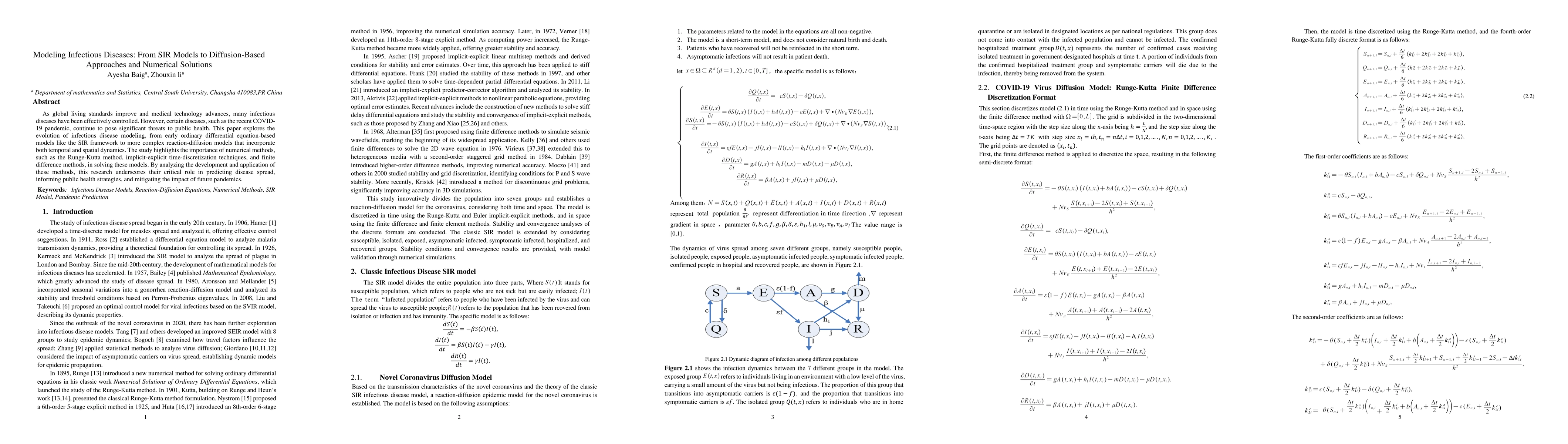 Thumbnail for Modeling Infectious Diseases: From SIR Models to Diffusion-Based
  Approaches and Numerical Solutions