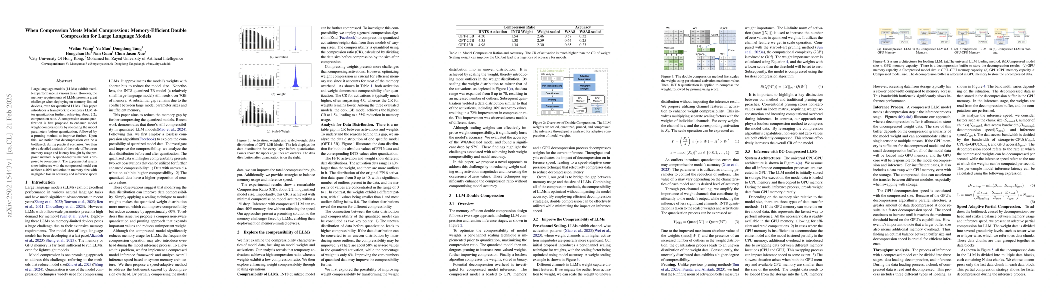 Thumbnail for When Compression Meets Model Compression: Memory-Efficient Double
  Compression for Large Language Models