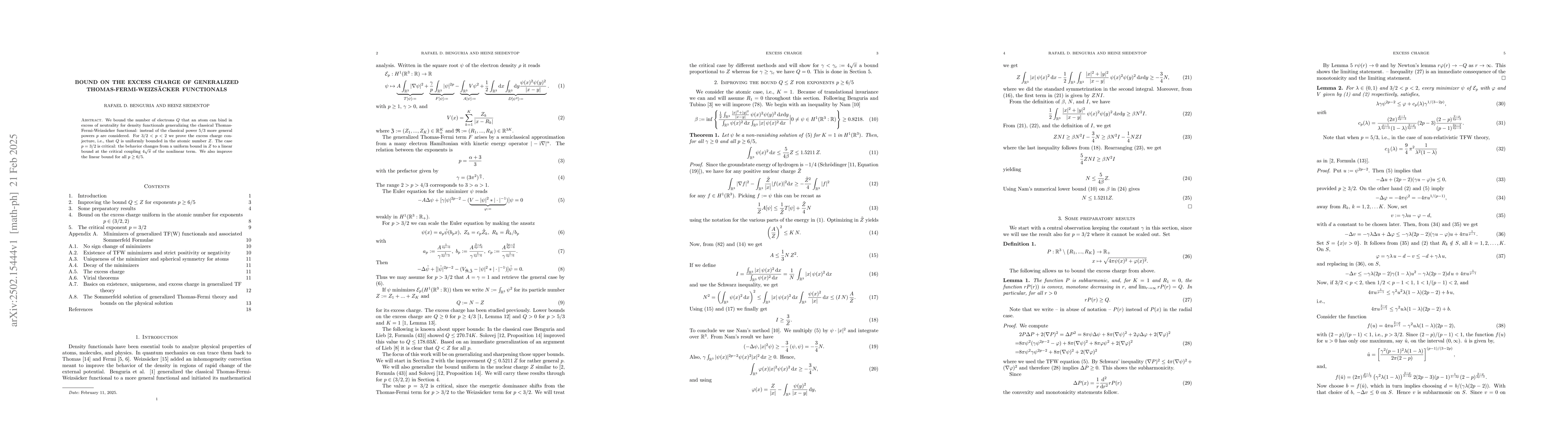 Thumbnail for Bound on the Excess Charge of Generalized Thomas-Fermi-Weizsäcker
  Functionals