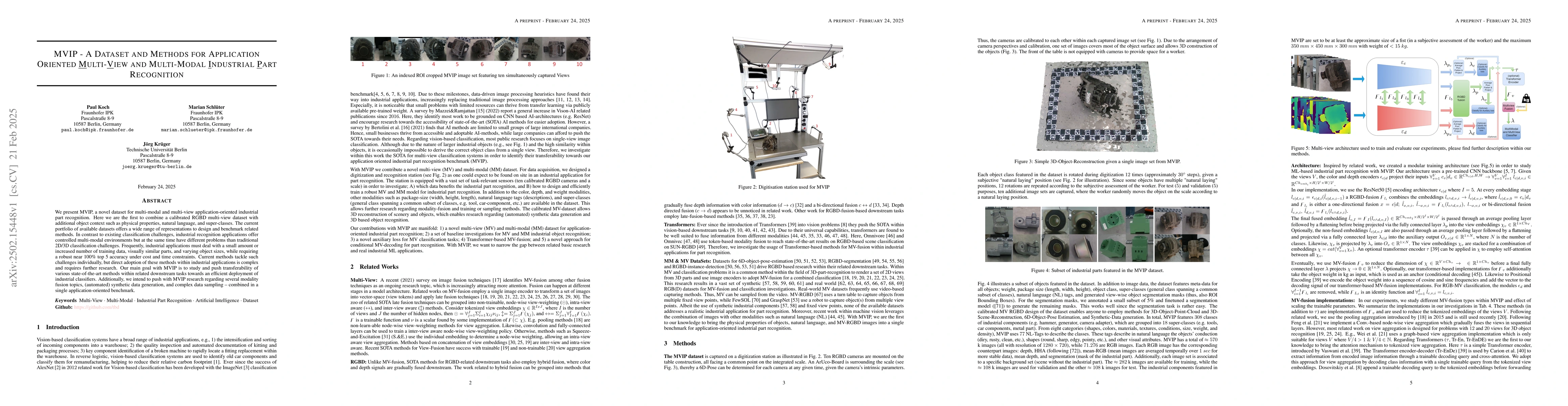 Thumbnail for MVIP -- A Dataset and Methods for Application Oriented Multi-View and
  Multi-Modal Industrial Part Recognition