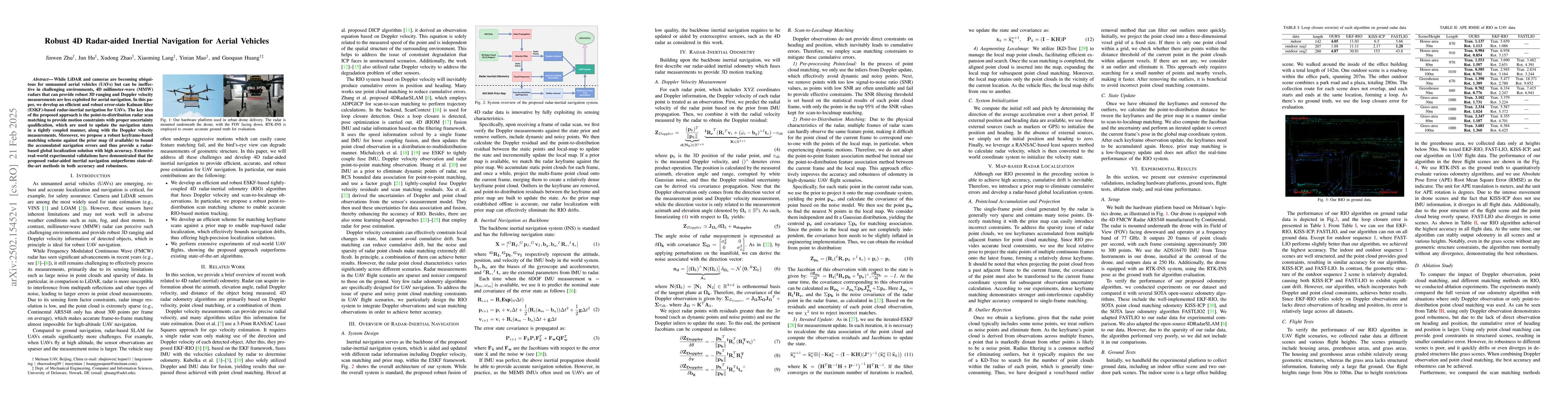 Thumbnail for Robust 4D Radar-aided Inertial Navigation for Aerial Vehicles