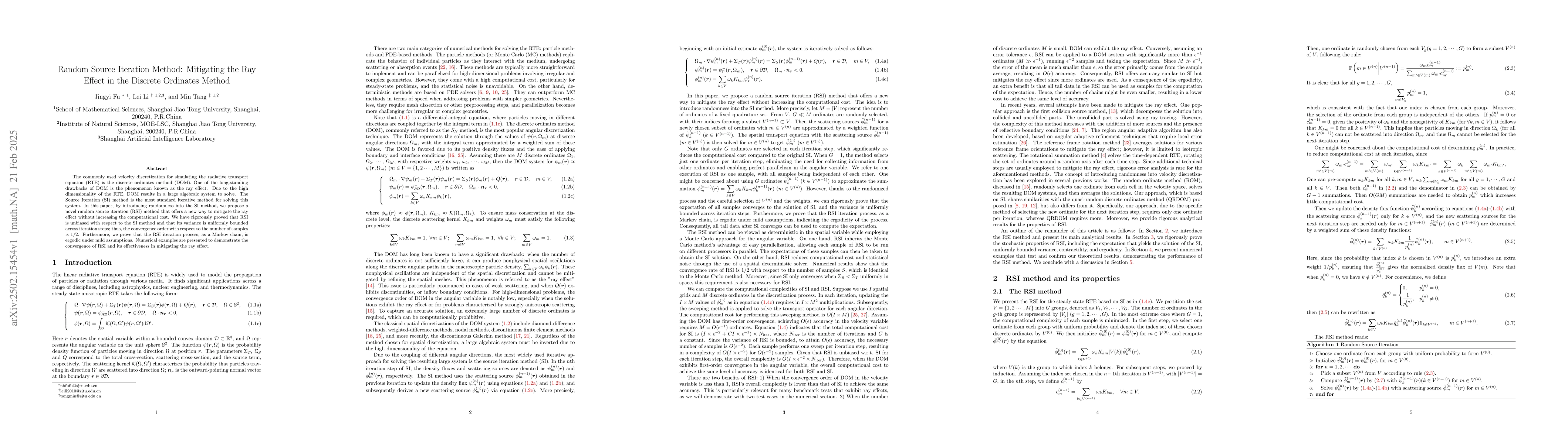 Thumbnail for Random Source Iteration Method: Mitigating the Ray Effect in the
  Discrete Ordinates Method