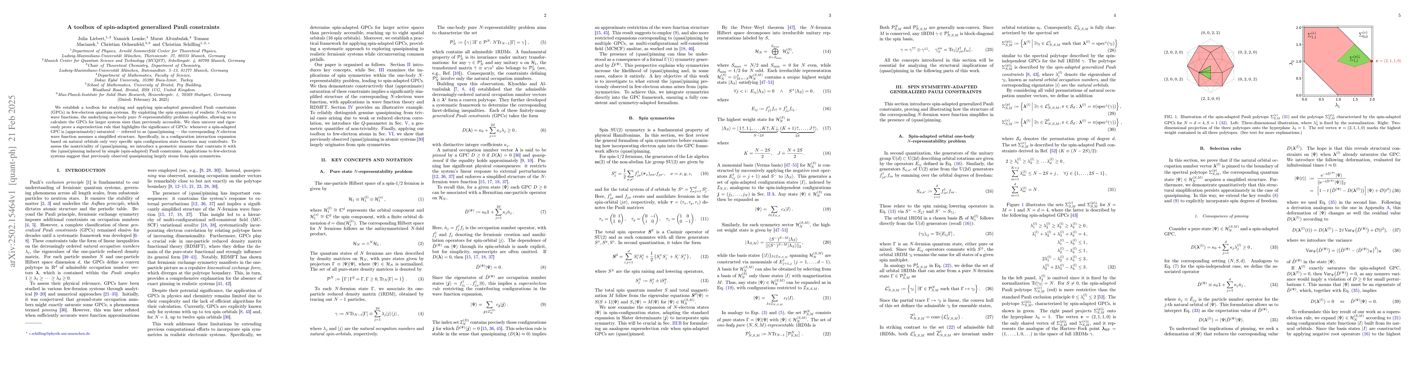 Thumbnail for A toolbox of spin-adapted generalized Pauli constraints